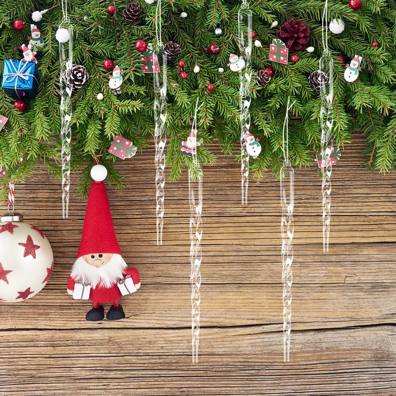 HERZWILD 30Pcs Christmas Icicle Ornament Crystal Acrylic Spiral Icicles Decoration Set Hanging Clear Icicles Pendant for Xmas Tree Holiday Wedding Winter Party Decor(Transparent) - Image 4